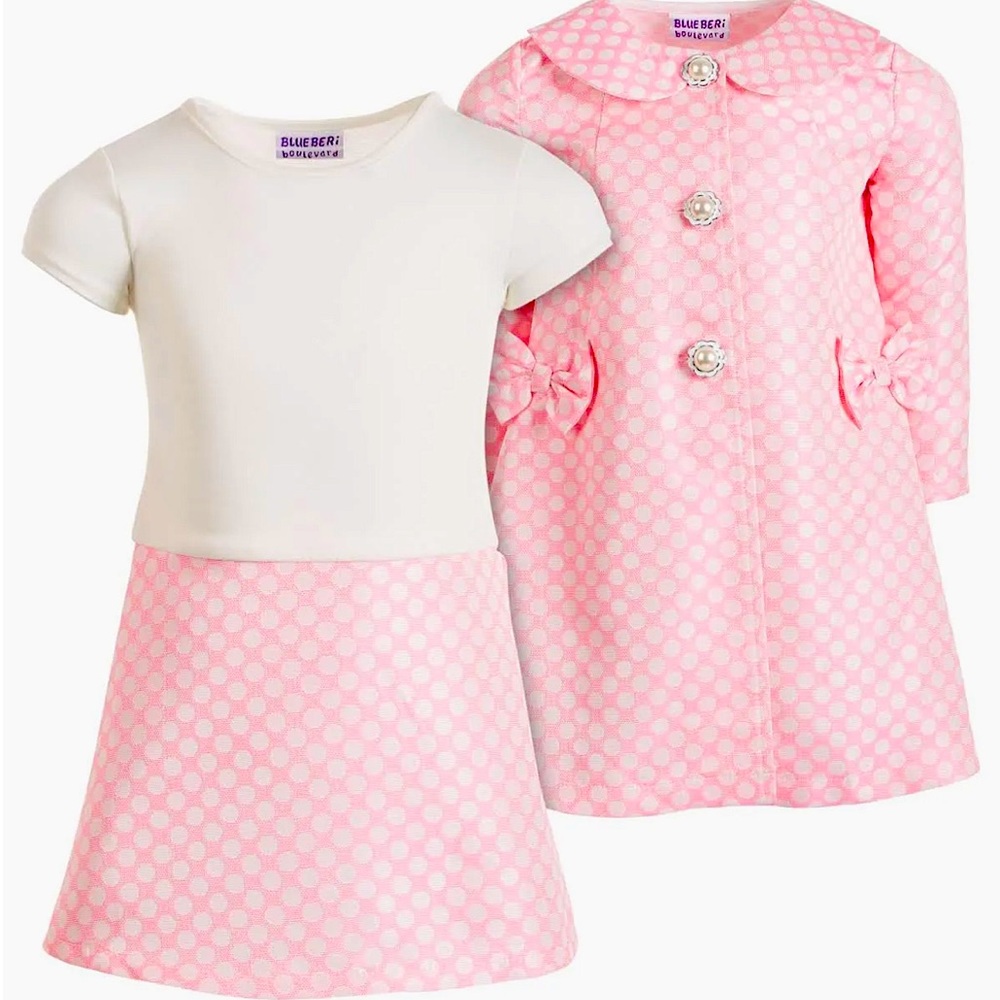 BlueBeri Boulevard 💗 Pink Polka Dot Jacket Dress